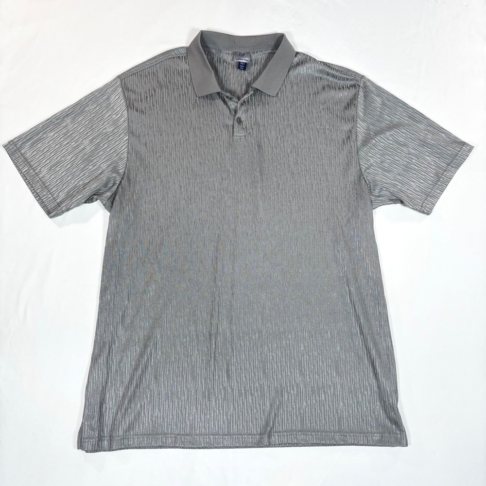 Kilburne Finch Mens Gray Textured Polo Shirt 3XLT Short Sleeve Collared Casual